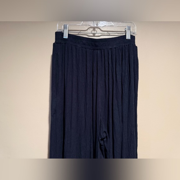 FP BEACH wide leg ribbed stretchy pull on pants lounge black size small - Picture 10 of 13